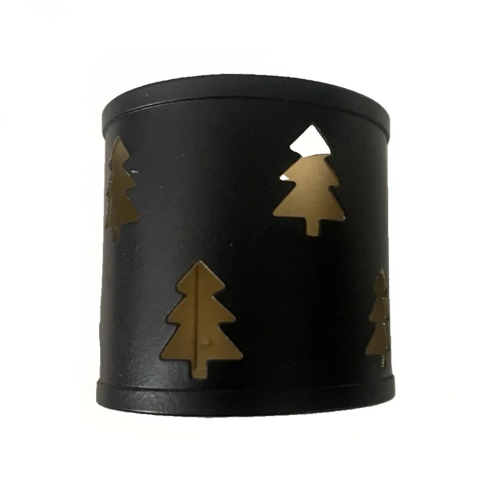 Robert Stanley Home Black Gold Metal Christmas forest Tree Napkin Rings set of 4